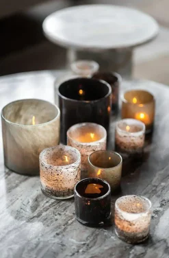 Ambra Candle Holder 8 cm, White/Brown