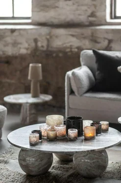 Ambra Candle Holder 8 cm, White/Brown