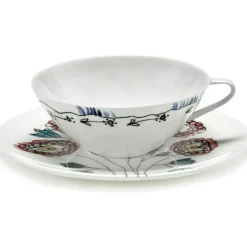 Anemone Milk Coffee Cup Low With Saucer