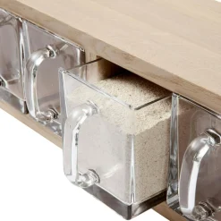 A-Organizer Shelf With 10 Glass Jugs, Oak