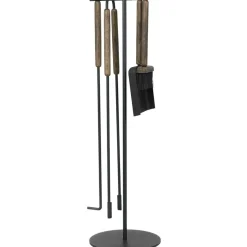 Ashi Fireplace Tools With Stand 5 Pieces, Black