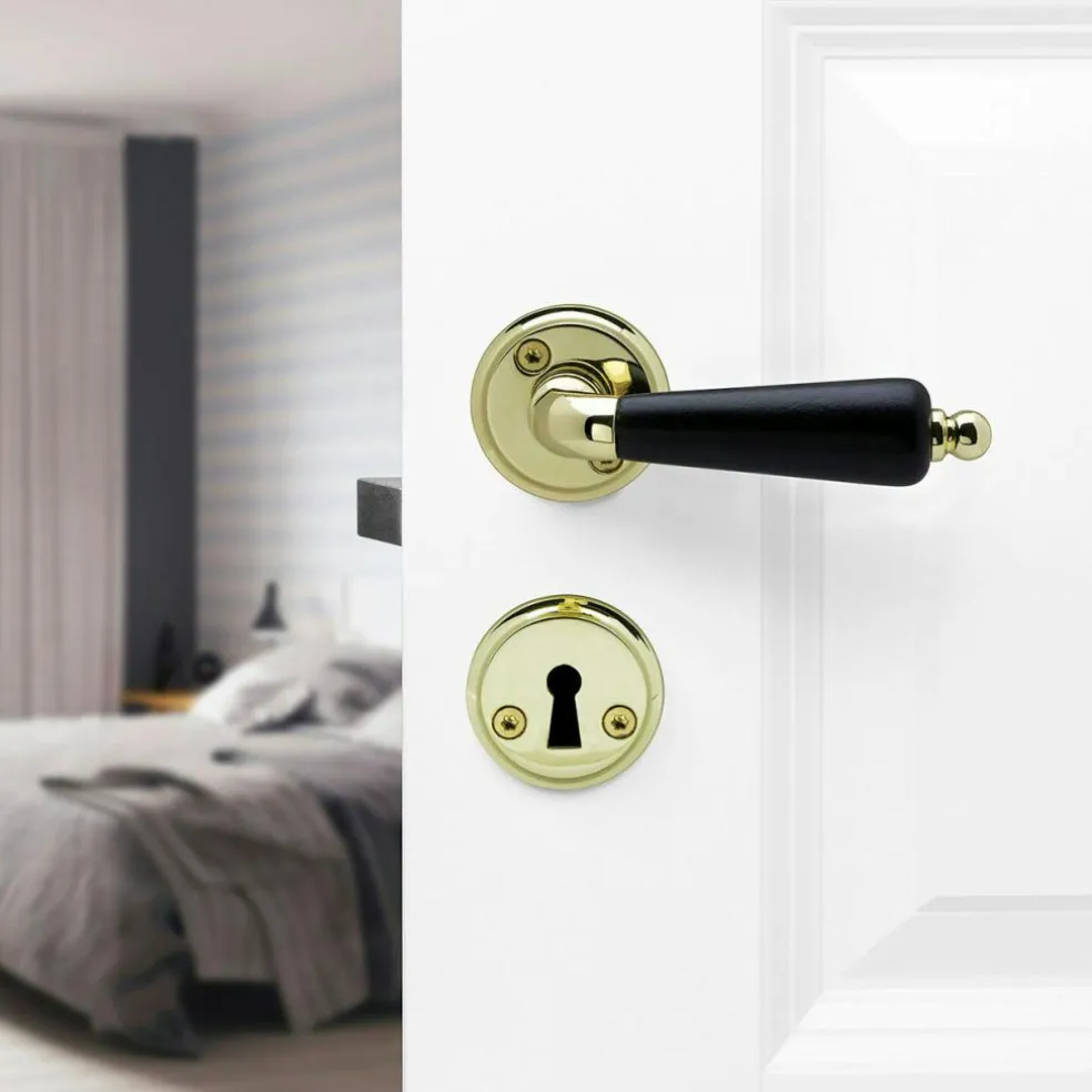 Balder Door Handle 107mm, Brass/Black