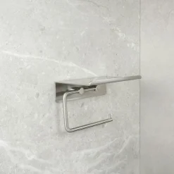 Base Toilet Paper Holder With Shelf, Stainless Steel