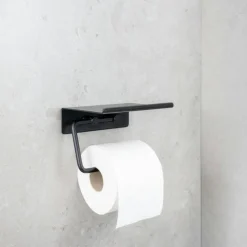 Base Toilet Paper Holder With Shelf, Stainless Steel