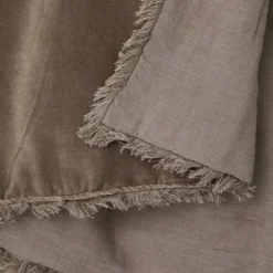 Bedspread Velvet / Linen 180x260 cm, Ash Brown