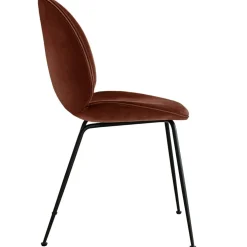 Beetle Chair Upholstered Black Base / Velvet, Rusty Red