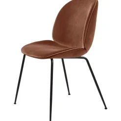 Beetle Chair Upholstered Black Base / Velvet, Rusty Red