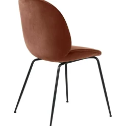 Beetle Chair Upholstered Black Base / Velvet, Rusty Red