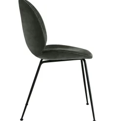 Beetle Chair Upholstered Black Base / Velvet, Rusty Red