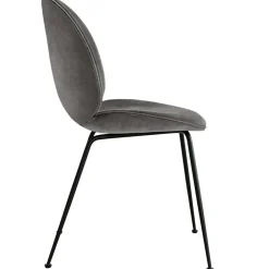 Beetle Chair Upholstered Black Base / Velvet, Rusty Red