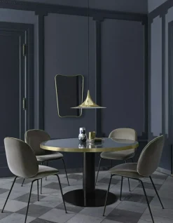 Beetle Chair Upholstered Black Base / Velvet, Rusty Red