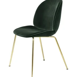 Beetle Chair Upholstered Brass Base/ Velvet, Rusty Red