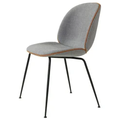 Beetle Dining Chair Fully Upholstered, Conic Base Black, Canvas 984/Black Leather