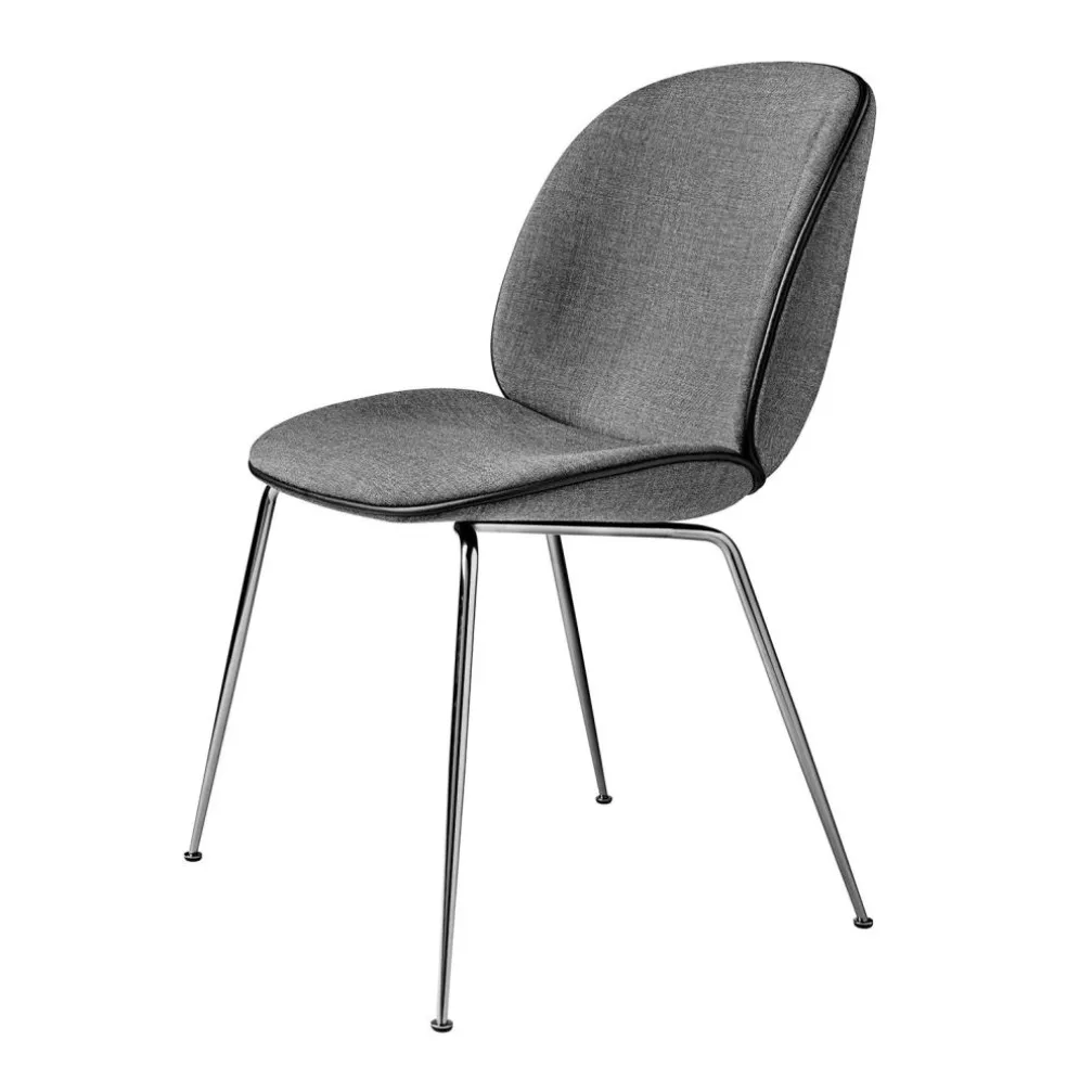 Beetle Dining Chair Fully Upholstered, Conic Base Chrome, Remix 152