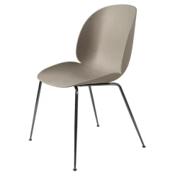 Beetle Dining Chair Unupholstered, Conic Base Black Chromed, Pebble Brown