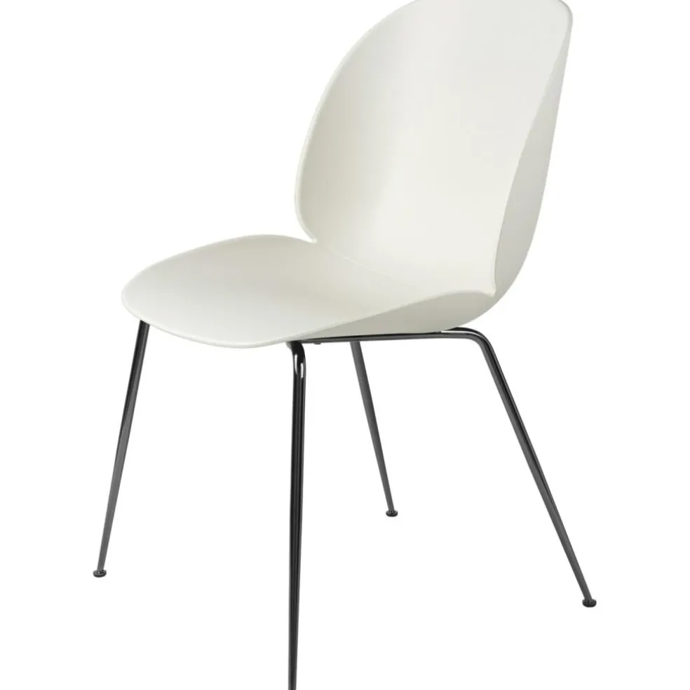 Beetle Dining Chair Unupholstered, Conic Base Black Chromed, Pebble Brown