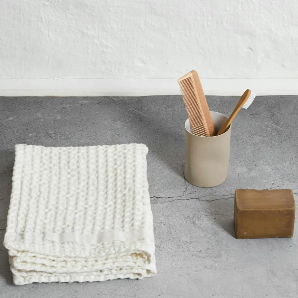 Big Waffle Hand Towel, Natural White