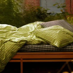 Bæk & Bølge Bed set 150x210 + 50x60 cm, Dark Blue / White