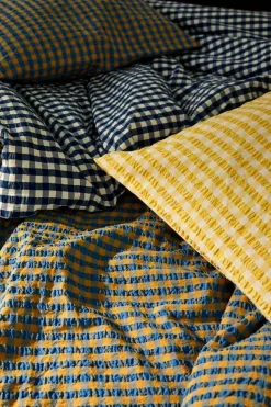 Bæk & Bølge Bed set 150x210 + 50x60 cm, Dark Blue / White