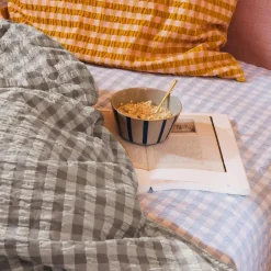 Bæk & Bølge Bed set 150x210 + 50x60 cm, Dark Blue / White