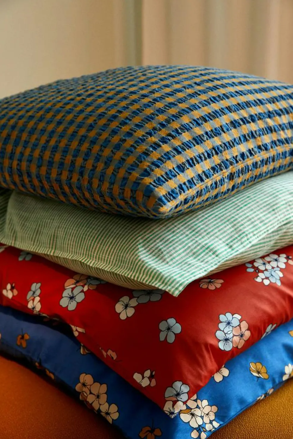 Bæk & Bølge Pillowcase 60x63 cm, Green/Pale Pink