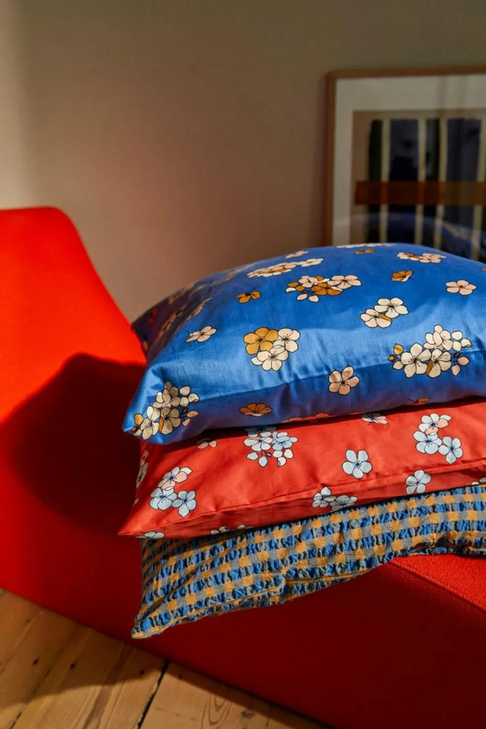 Bæk & Bølge Pillowcase 60x63 cm, Green/Pale Pink