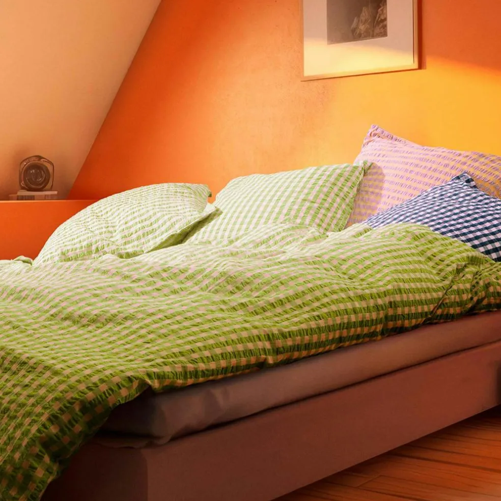 Bæk & Bølge Pillowcase 60x63 cm, Green/Pale Pink