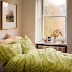 Bæk & Bølge Pillowcase 60x63 cm, Green/Pale Pink