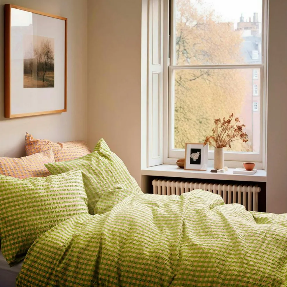 Bæk & Bølge Pillowcase 60x63 cm, Green/Pale Pink