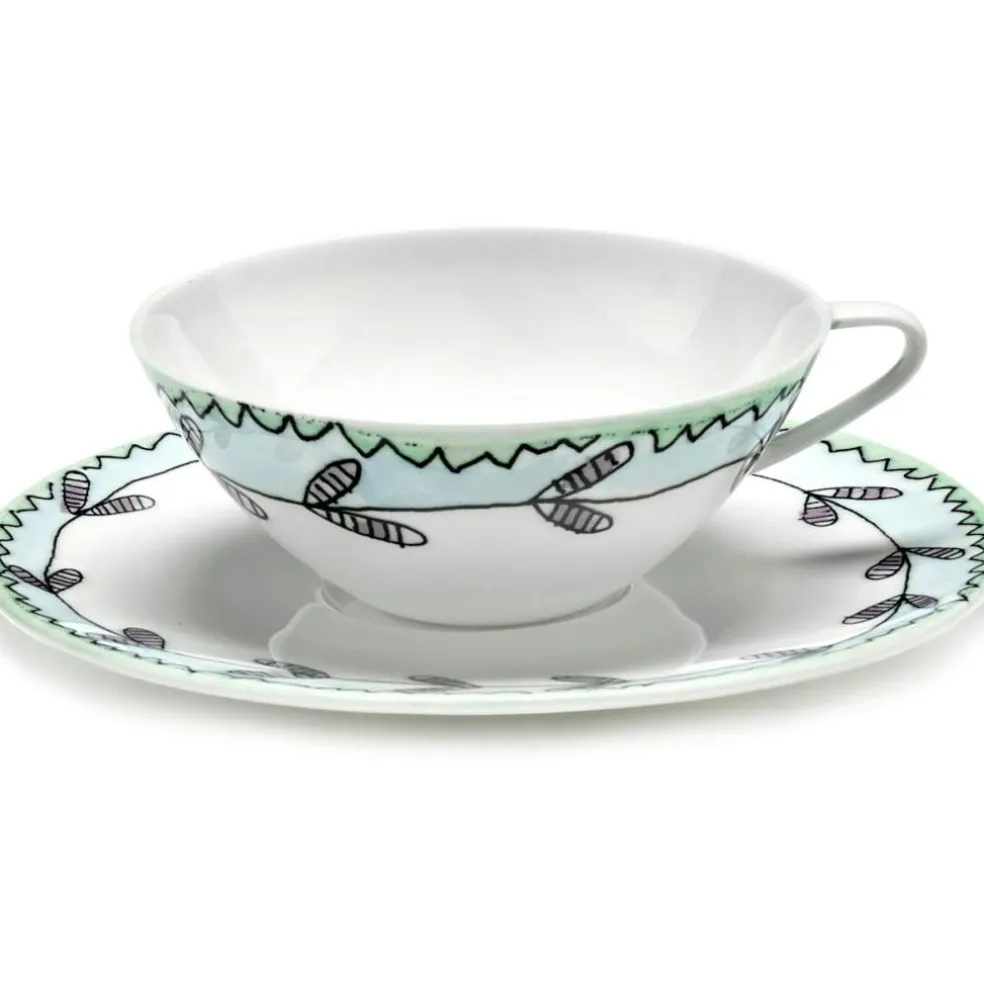 Blossom Milk Coffee Cup Low With Saucer