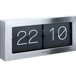 Boxed Flip XL Wall/Table Clock, Brushed Steel