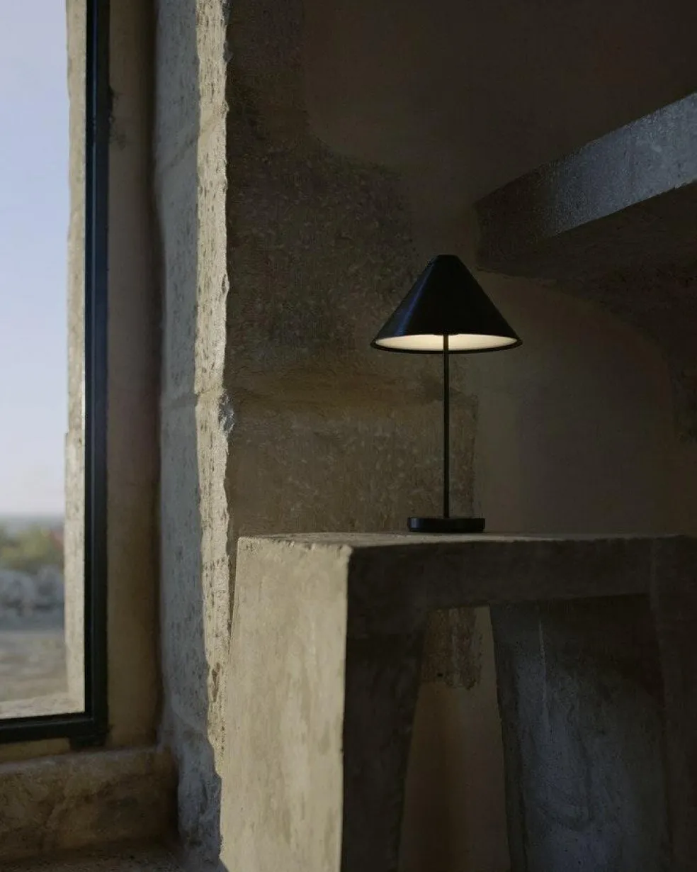 Brolly Table Lamp Portable, Linen