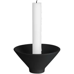 Candle Holder Stoneware, 5 cm Black