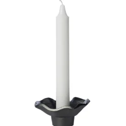 Candle Holder Blackened Aluminium, Ø9 cm