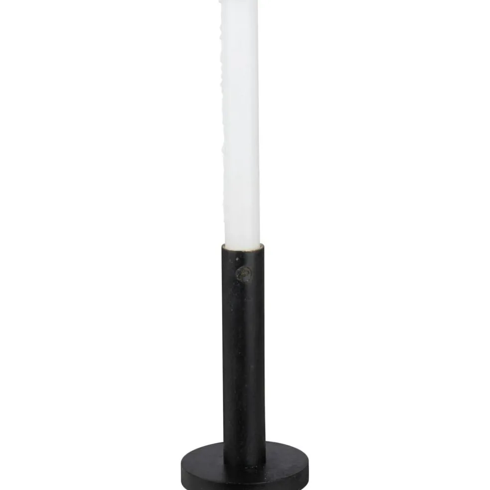 Candlestick Wood Black, 15 cm