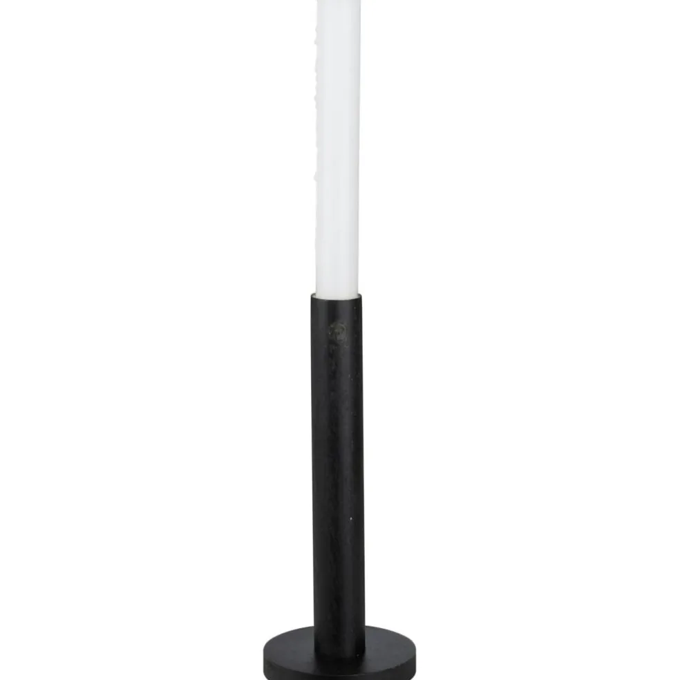 Candlestick Wood Black, 15 cm