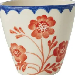 Ceramic Cup Oval 30 cl, Orange Flower Vine