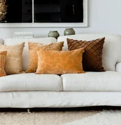 Chand Cushion Cover 40x60 cm, Cognac / Sea Blue