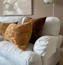 Chand Cushion Cover 40x60 cm, Cognac / Sea Blue