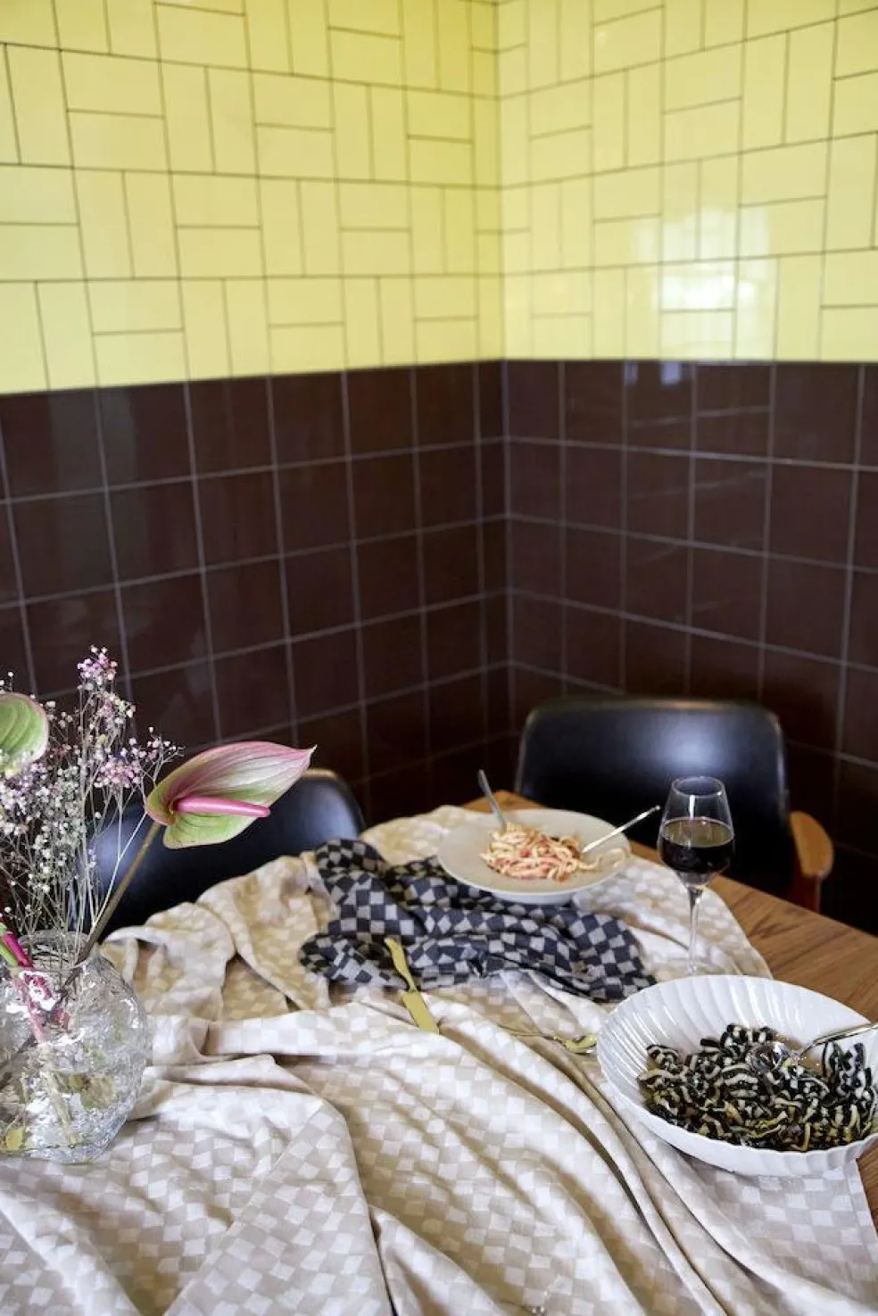 Checki Table Cloth Cotton 140x250 cm, Beige