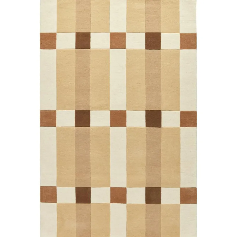 Checks Wool Rug Beige, 250x350 cm