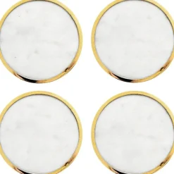Coaster Marble 4-pack, White / Brass