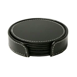 Coasters Round 6 Pcs, Black