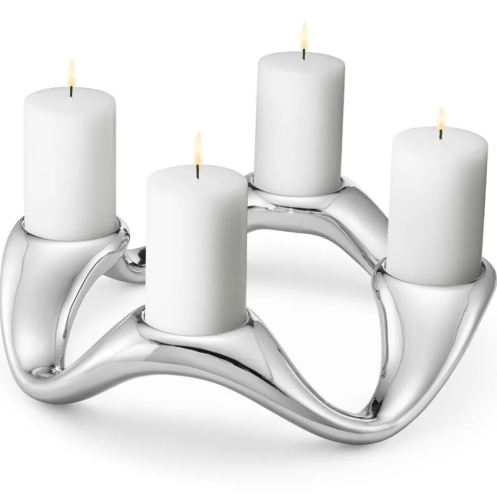 Cobra 4 Candle Holder For Pillar Candles, Stainless Steel