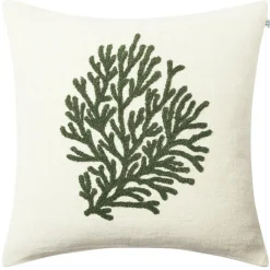 Coral Cushion Cover 50x50 cm, Off-white/Cactus Green