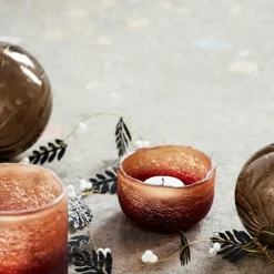 Crackle Tealight Holder, Red