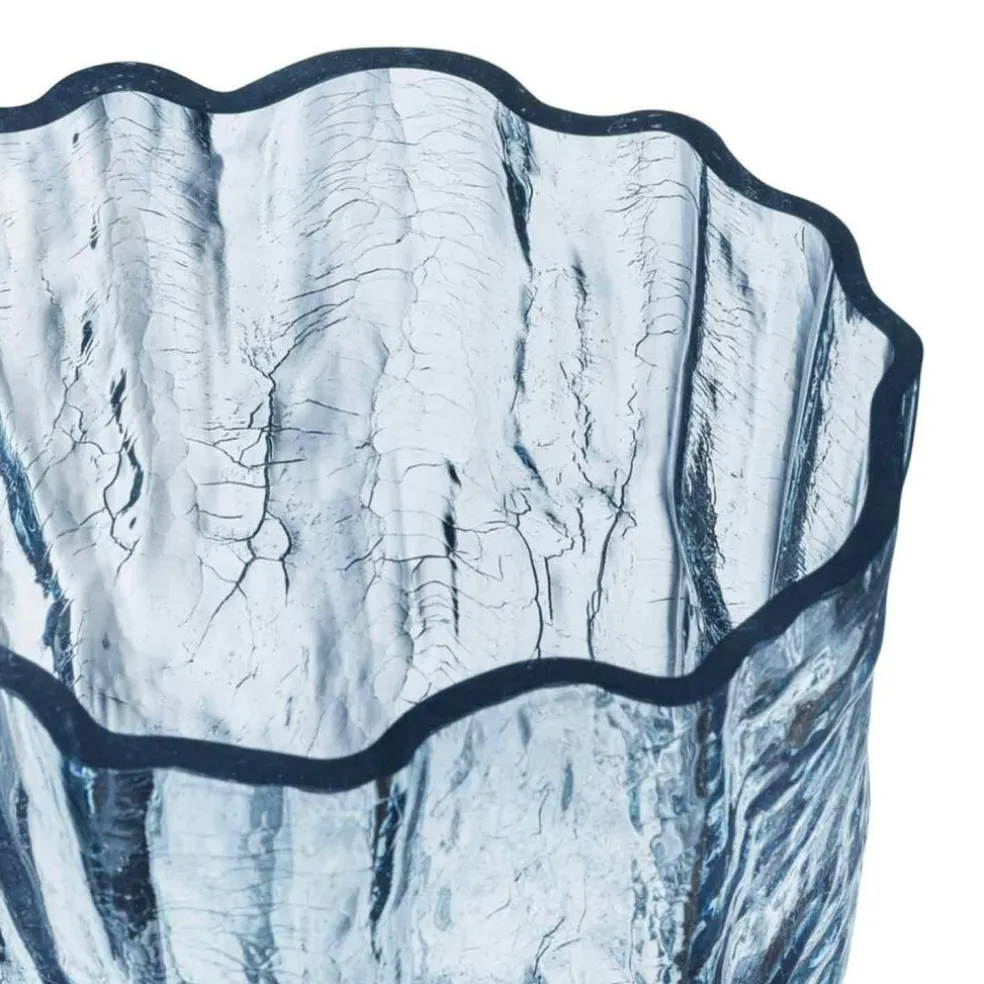 Crackle Vase Circular Glass, 27 cm