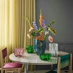 Crackle Vase Circular Glass, 27 cm