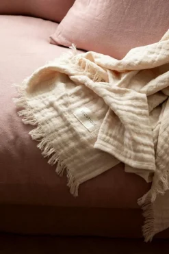 Crinkle Blanket 130x170 cm, Light Brown