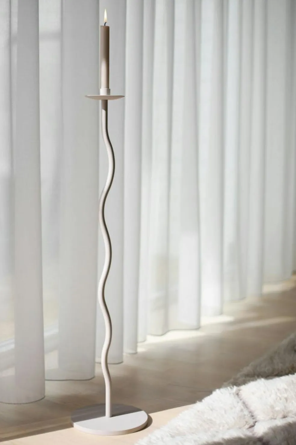 Curved Candle Holder 85 cm, Sand